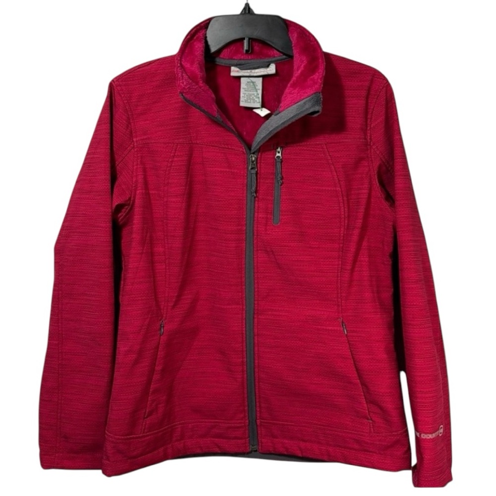 Free Country Jacket Red Soft Shell Full‎ Zip Wind/Water Resistant Sz M  EUC